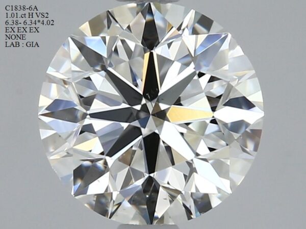 1.01 Carat, Natural White, Round Diamond ~ H Colour, VS2 Clarity